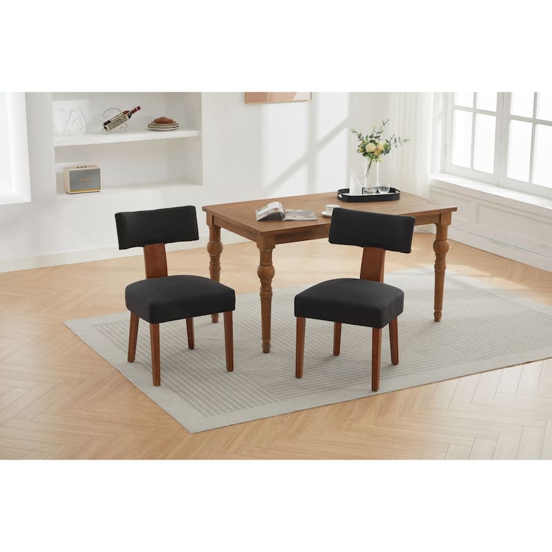 Set of 2 Fabric Modern Armless Dining Chairs