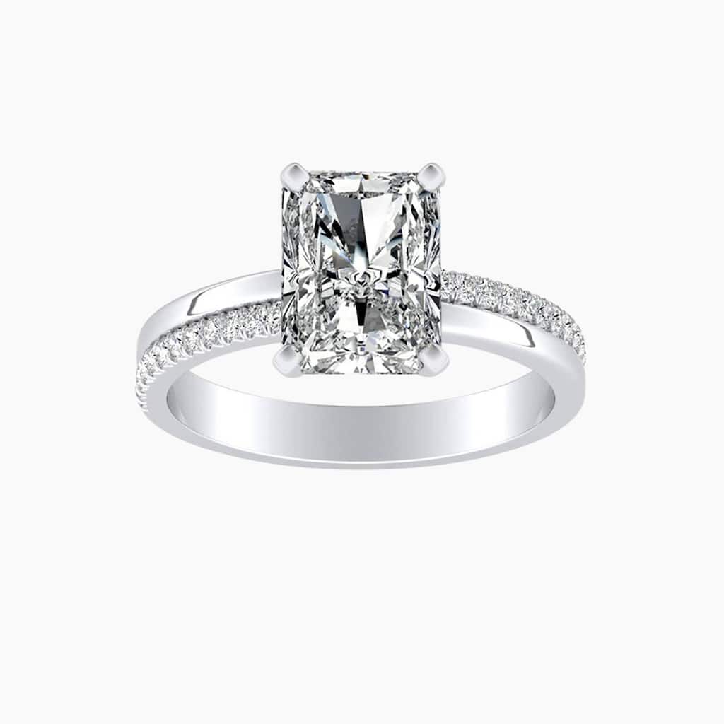 Auriya 14K Gold Lab Grown Diamond Radiant Cut Inverted Double Row Engagement Ring 1.12 - 5.12ct. tw. (E-F, VS)