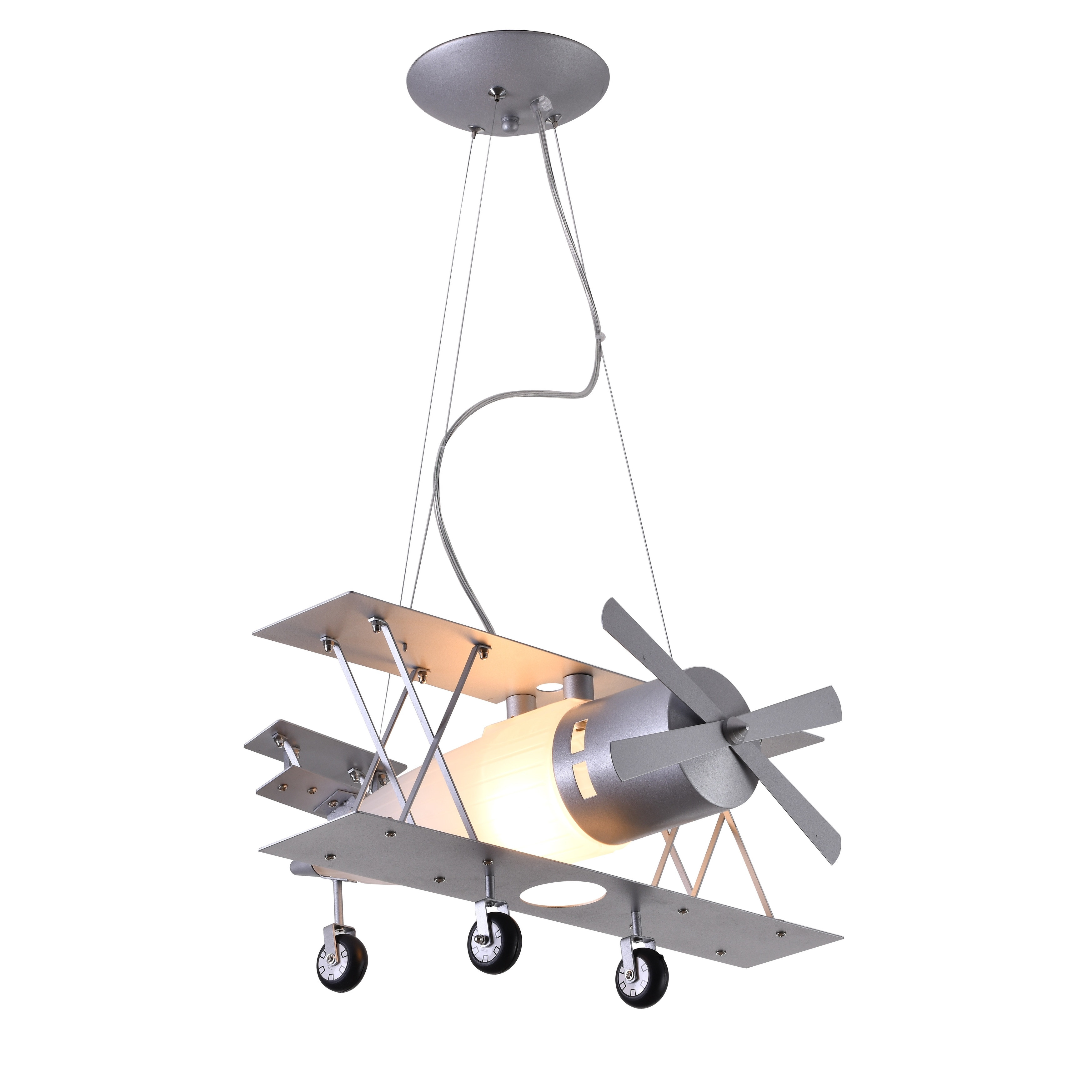 Eclectic 1 Light Silver Airplane Kid's Lighting