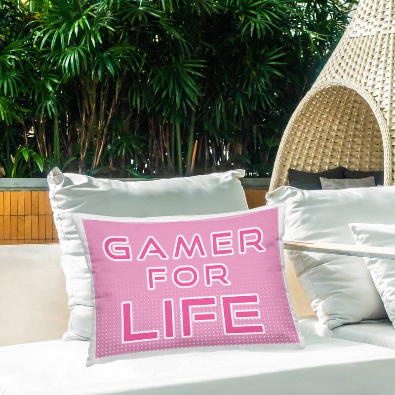 Stupell Pink Gamer For Life Printed Outdoor Throw Pillow Design by Yass Naffas Designs