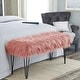 preview thumbnail 24 of 44, Silver Orchid Sterling Shaggy Fauxfur Ottoman Bench 46" x 16" x 25" - Coral Pink