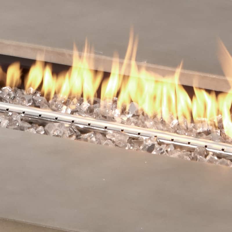 COSIEST Outdoor Rectangle Fire Pit Table w Fire Glass, Wind Guard