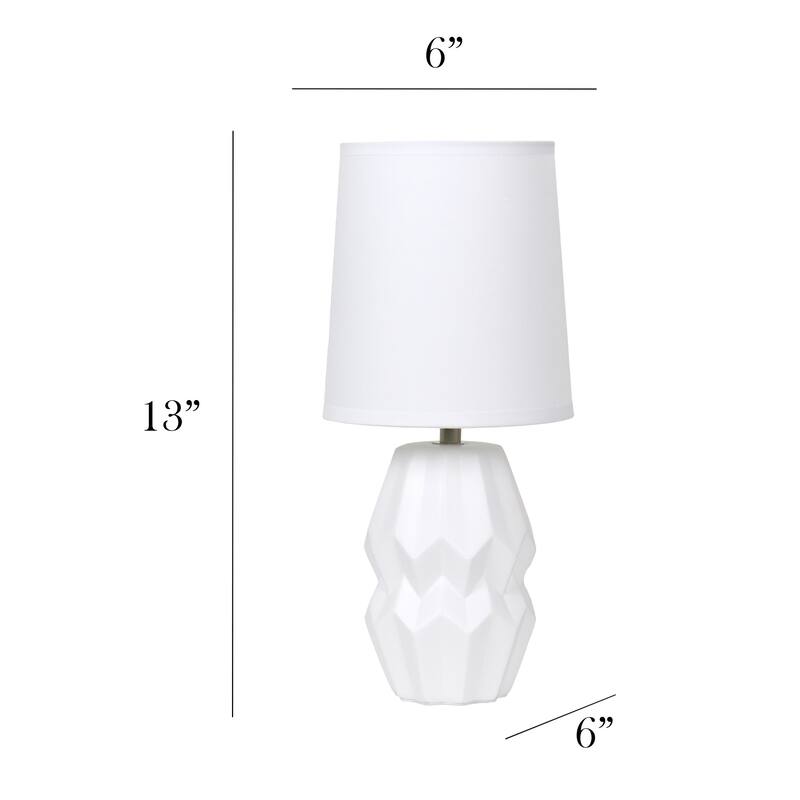 Geometric Ceramic Table Lamp with Drum Shade - 19.5" - White