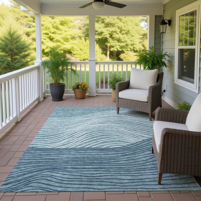 Machine Washable Indoor/ Outdoor Modern Arches Chantille Rug