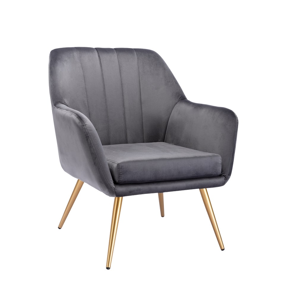 Porthos Home Hania Dining Chair, Velvet Upholstery, Gold Chrome Legs