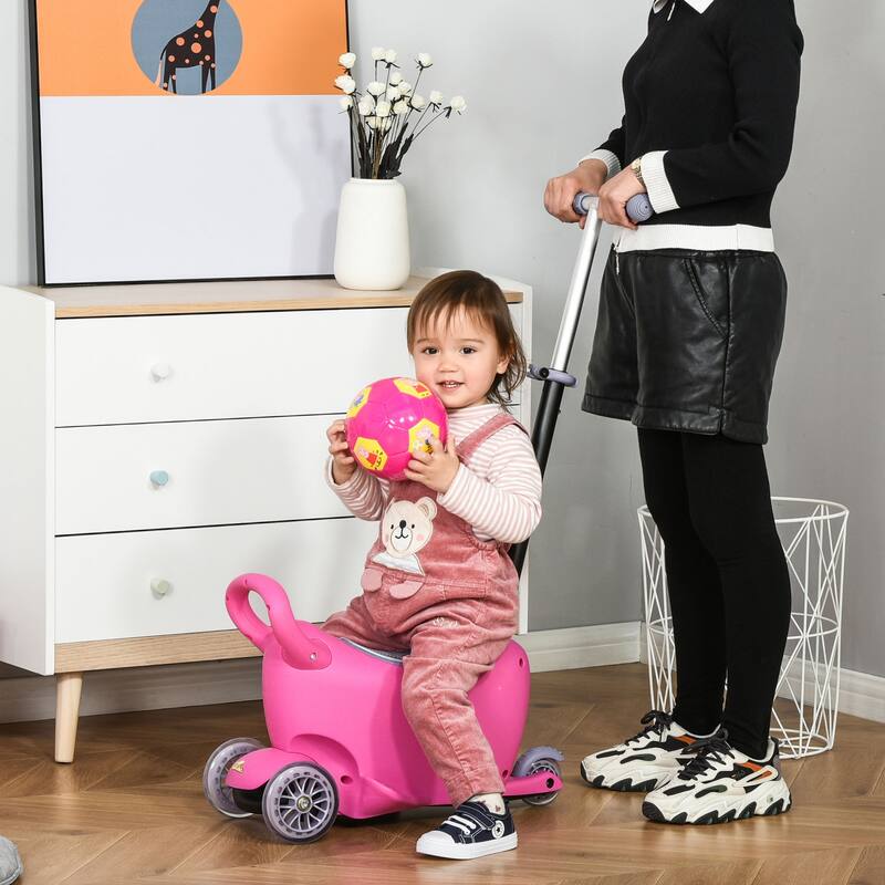 Kids 3-Wheel Scooter with Seat, Adjustable Handle, and Rear Brake for Safe Play