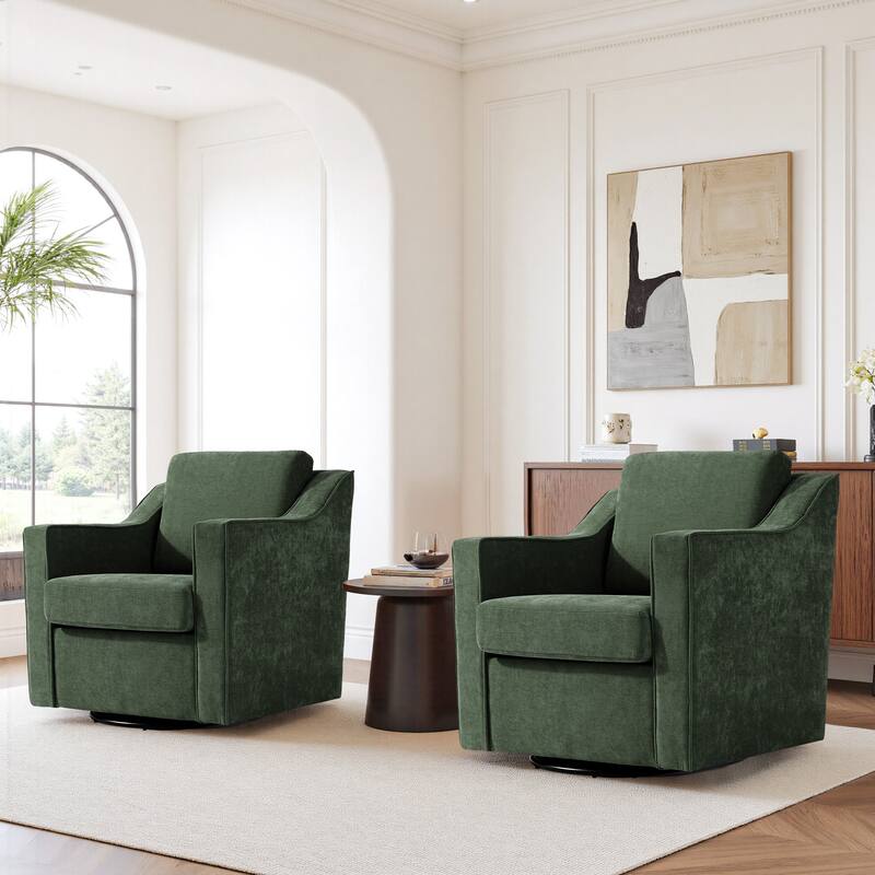Modern Swivel Upholstered Armchair Accent chair Set of 2