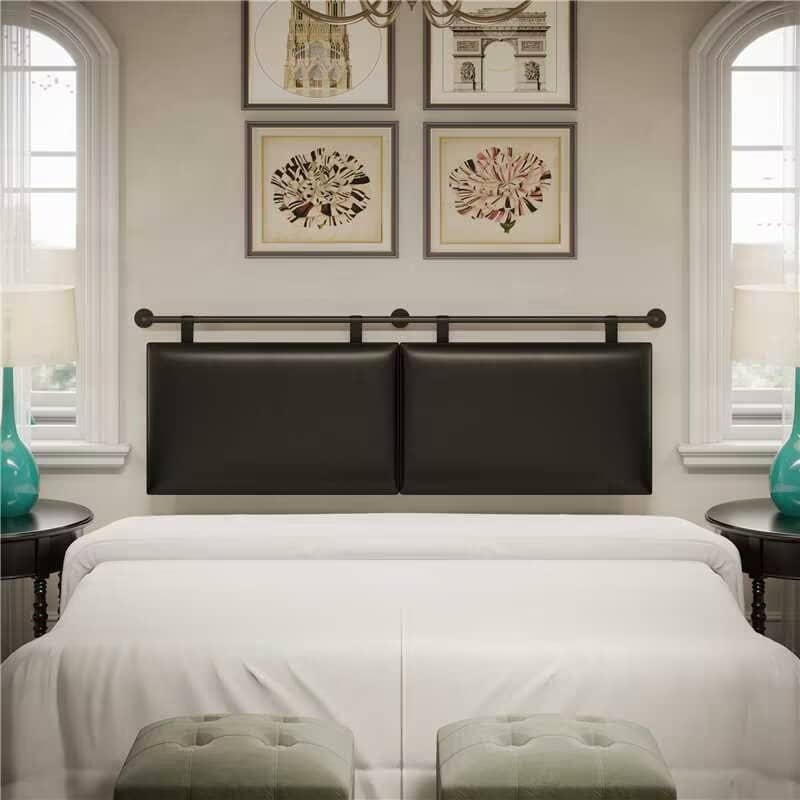 Wayna Modern Wall Mount Hanging Headboard, Faux Leather