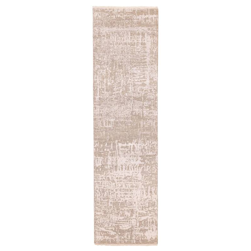 ECARPETGALLERY Hand-knotted Legacy Grey Silk, Wool Rug - 2'7 x 9'10