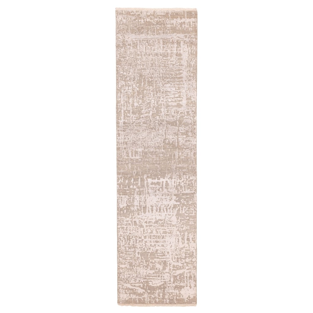 ECARPETGALLERY Hand-knotted Legacy Grey Silk, Wool Rug - 2'7 x 9'10