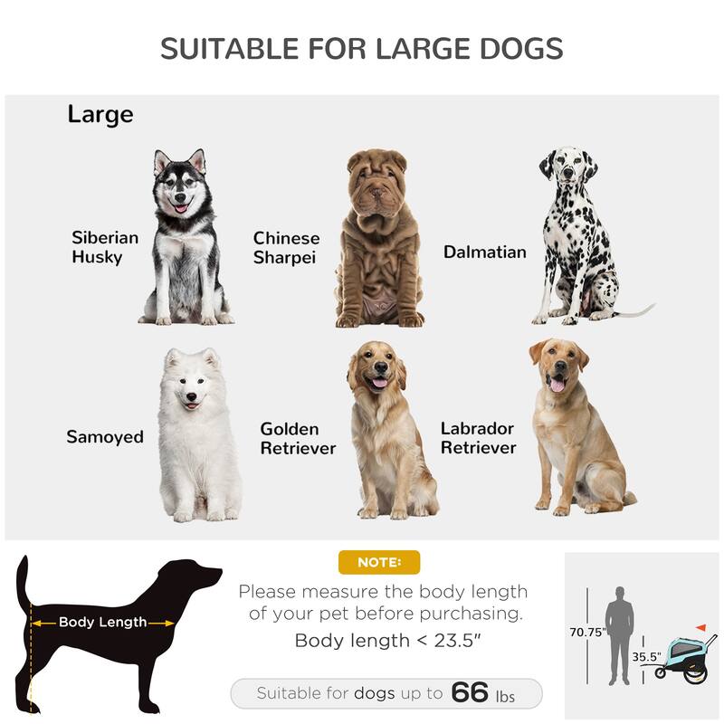 Aosom 2-in-1 Dog Bike Trailer Pet Stroller Carrier for Large Dogs with Hitch, Quick-release Wheels, Foot Support