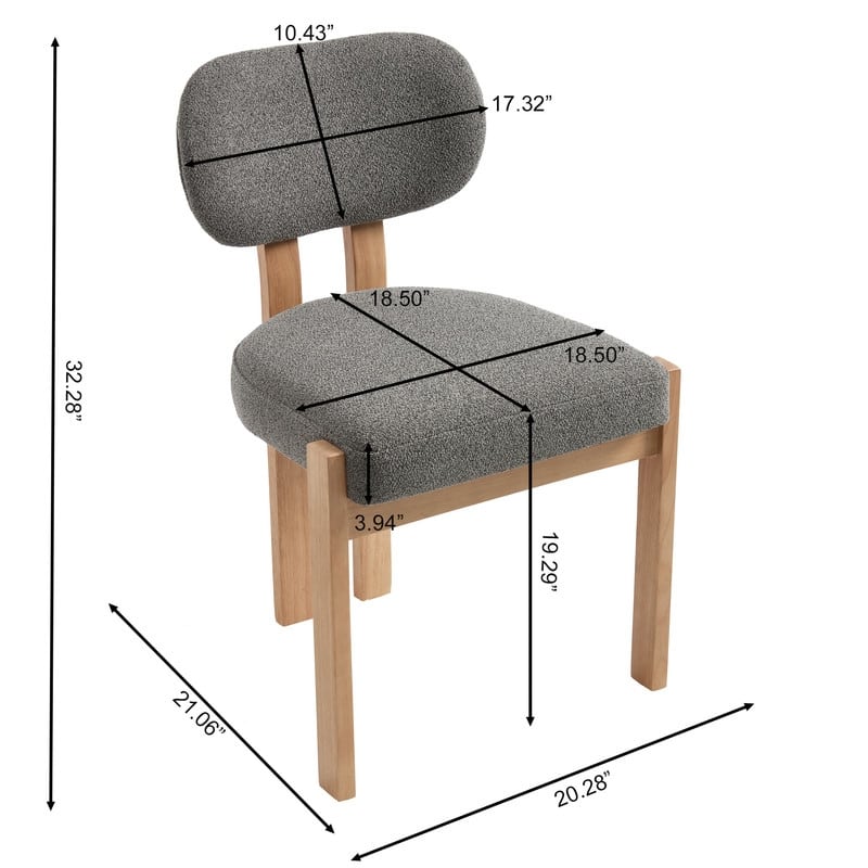 [Set of 2] Modern Farmhouse Dining Chairs – Upholstered Fabric Seats with Wooden Frame‌.