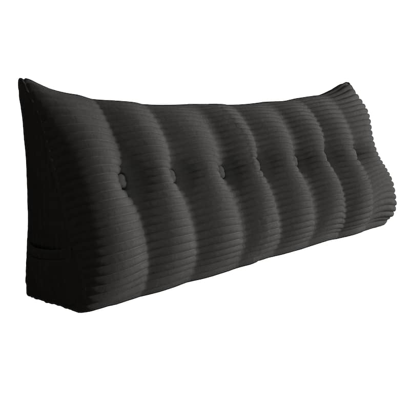 WOWMAX Headboard Reading Wedge Pillow Back Support Bed Rest TV Watch - King - Black