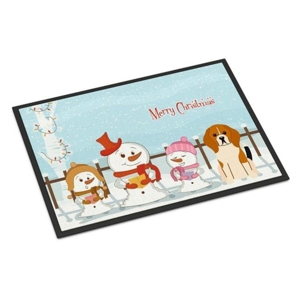 Carolines Treasures BB2371JMAT Merry Christmas Carolers Beagle Tricolor Indoor or Outdoor Mat 24 x 0.25 x 36 in.