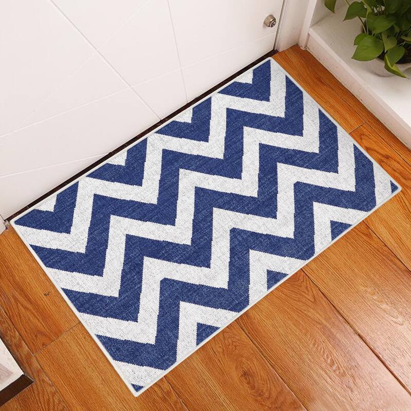 Sussexhome Heavy Duty Ultra Thin Non Slip Washable Cotton Indoor Rug - 2' x 3' - Navy