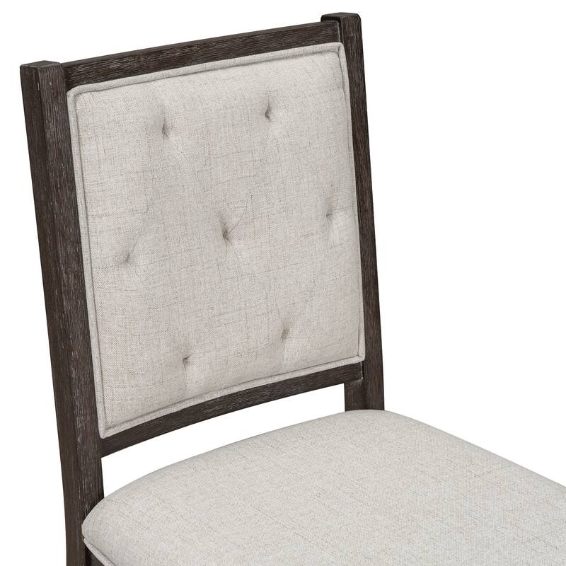 5-Piece Dining Table Set with Extendable Round Table, Kitchen Table Set with 4 Upholstered Chairs for Dining Room