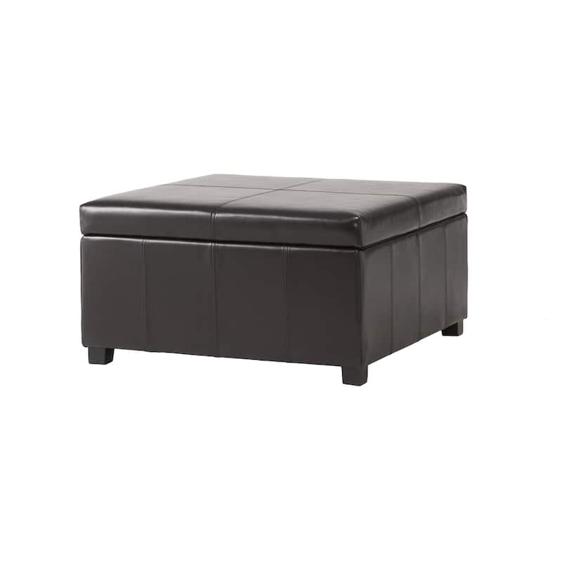 Forrester Espresso Bonded Leather Square Storage Ottoman by Christopher Knight Home