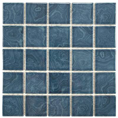 SomerTile Resort Beach Blue 12" x 12" Porcelain Mosaic Tile