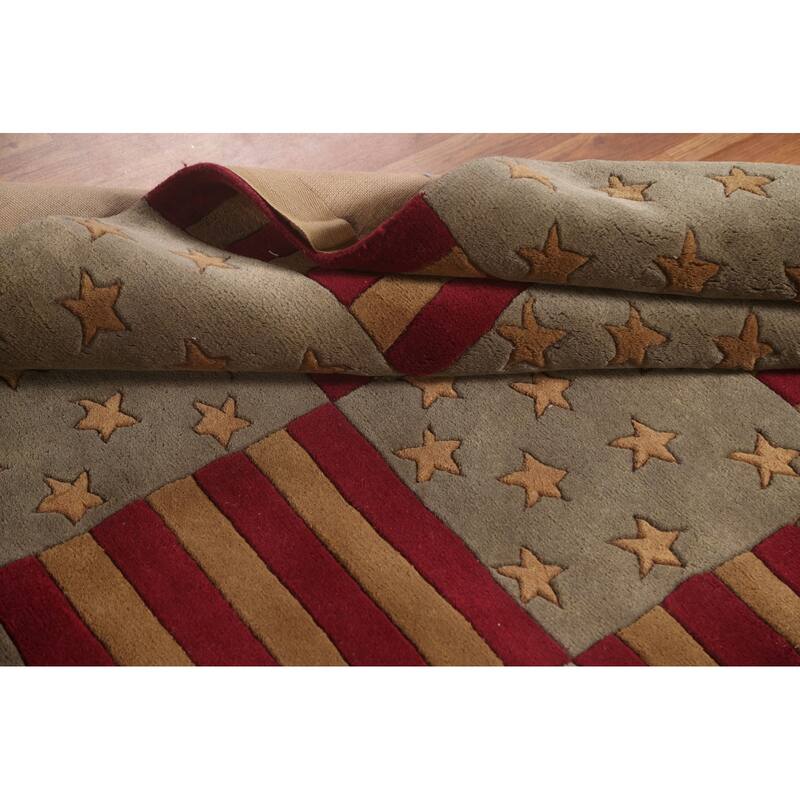 Checkered Gabbeh Oriental Area Rug Hand-Tufted Wool Carpet - 5'0" x 8'0"