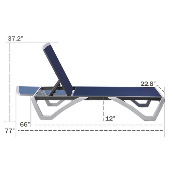 dimension image slide 3 of 14, Kozyard Alan Full Flat Aluminum and Polypropylene Resin Legs Patio Reclining Adjustable Chaise Lounge