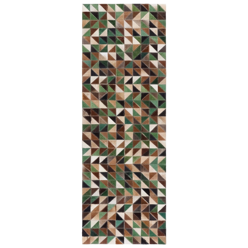 SAFAVIEH Handmade Studio Leather Jurga Contemporary Leather Rug - 2'3" x 7' Runner