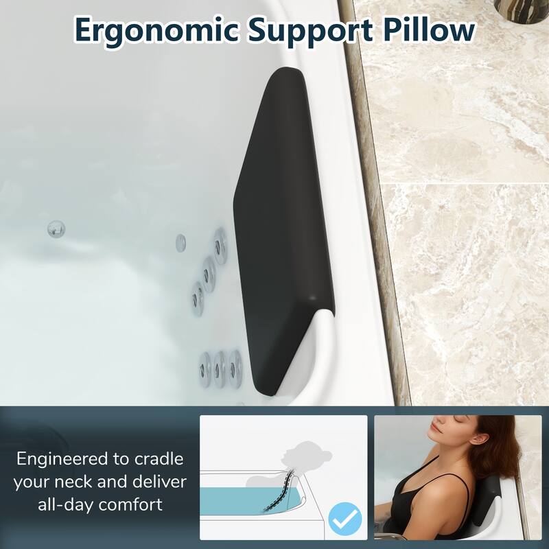 53 in. Walk-In Whirlpool & Air Acrylic Bathtub with Hydrotherapy Jets, Chromatherapy LED Light, and Aromatherapy, Built-In Seat