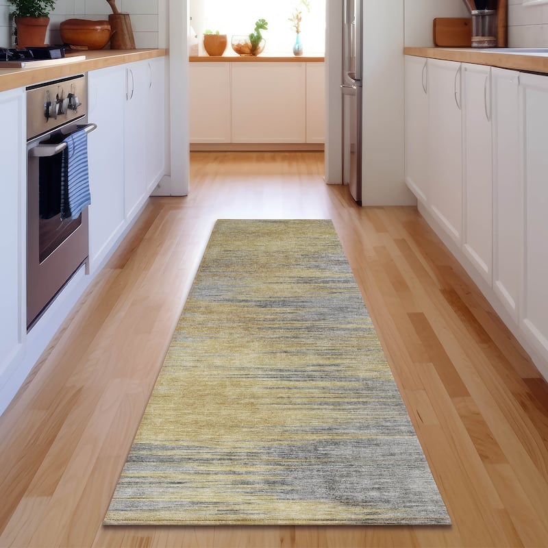 Premium Washable Super Soft Modern Ombre Mayfield Rug - Gold - 2' 3" x 7' 6" - Runner