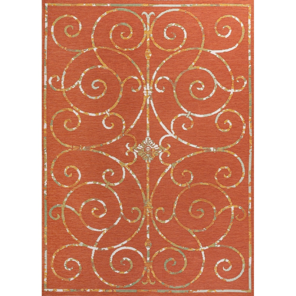 JONATHAN Y Reversible Argo Classic Cottage Filigree Scroll Machine-Washable Indoor/Outdoor Rug