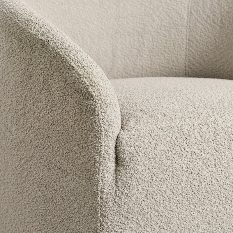 KINWELL 32"W Boucle Upholstered Swivel Barrel Accent Armchair