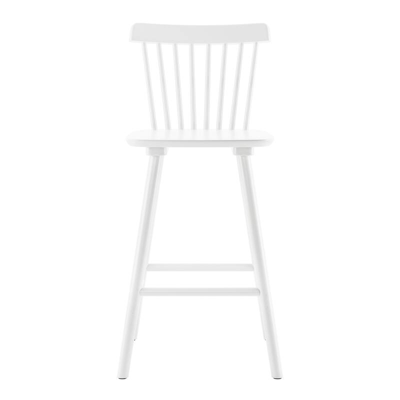 26 in. Modern Wooden Bar Stools with Slat Back Windsor-Style Solid Wood Counter Stools - 17.7 in. W x 17.7 in. D x 38.5 in. H