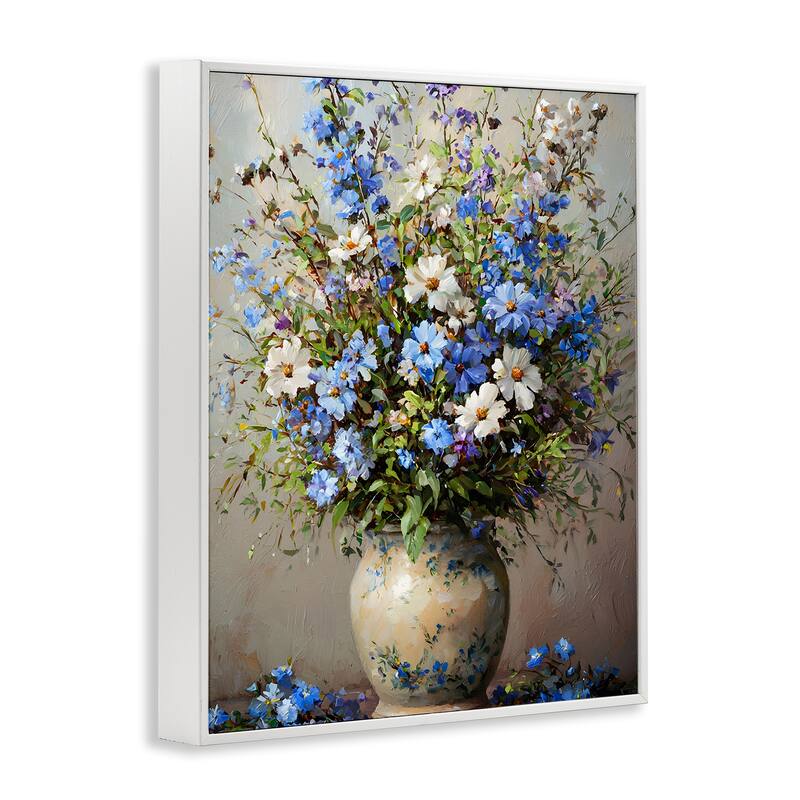 Stupell Cerulean Flower Bouquet Framed Giclee Art Design By Franklyn Gregory