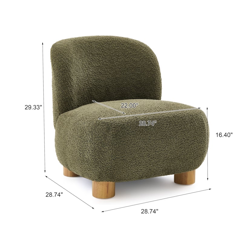 Christopher Knight Home - Modern Boucle Upholstered Accent Chair with Solid Rubberwood Legs