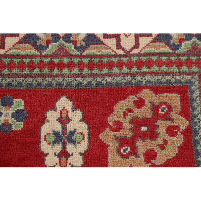 Red Kazak Oriental Area Rug Hand-Knotted Dining Room Wool Carpet - 6'8" x 9'9"