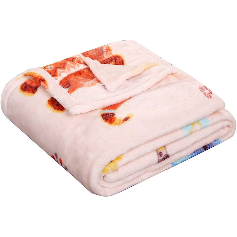 Summertime Whimsy Plush Fleece Throw Blanket (50" x 60") - Psychadelic Elephant