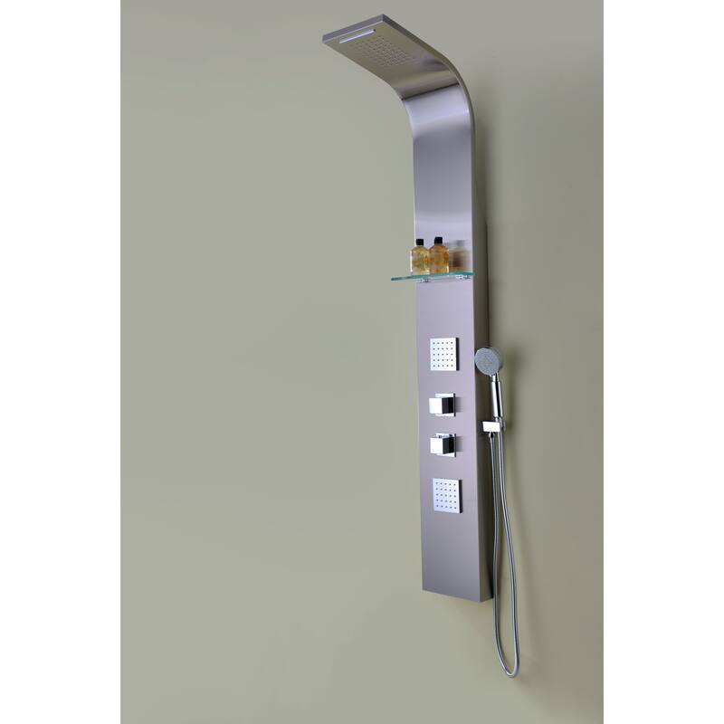 ANZZI Niagara 64 in. 2-Jetted Full Body Shower Panel with Heavy Rain Shower in Brushed Steel