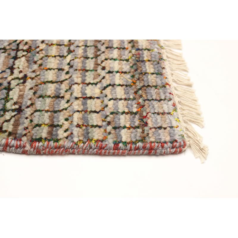 ECARPETGALLERY Hand-knotted Silk Shadow Grey Viscose, Wool Rug - 3'0 x 5'5