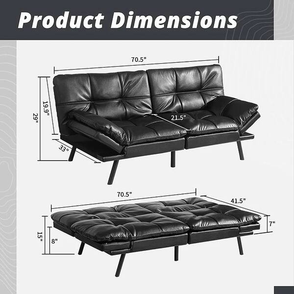 Convertible Sofa Bed Faux Leather futons Couch Memory Foam Sleeper