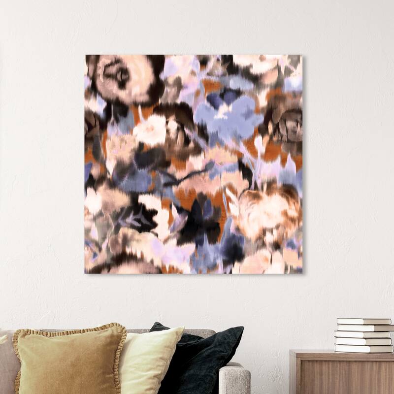 Wynwood Studio Abstract Blooming Granada Taupe Blue and Modern & Contemporary Wall Art Canvas Print - 40 x 40