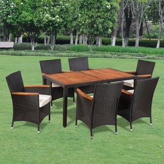 Shop Vidaxl Garden Dining Set 13 Piece Acacia Poly Rattan Wicker