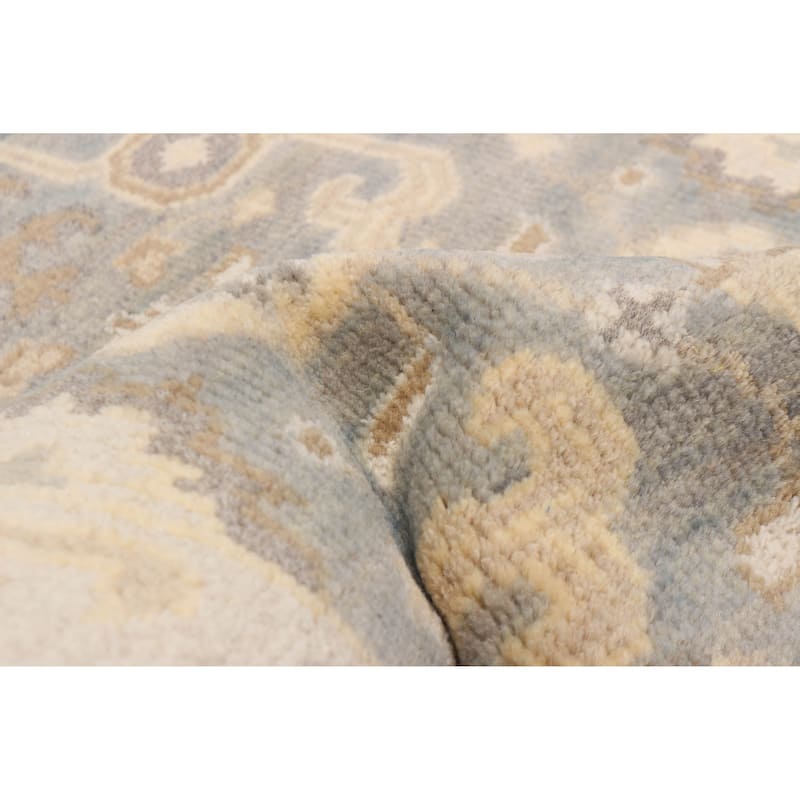 ECARPETGALLERY Hand-knotted Royal Oushak Grey Wool Rug - 2'7 x 19'4