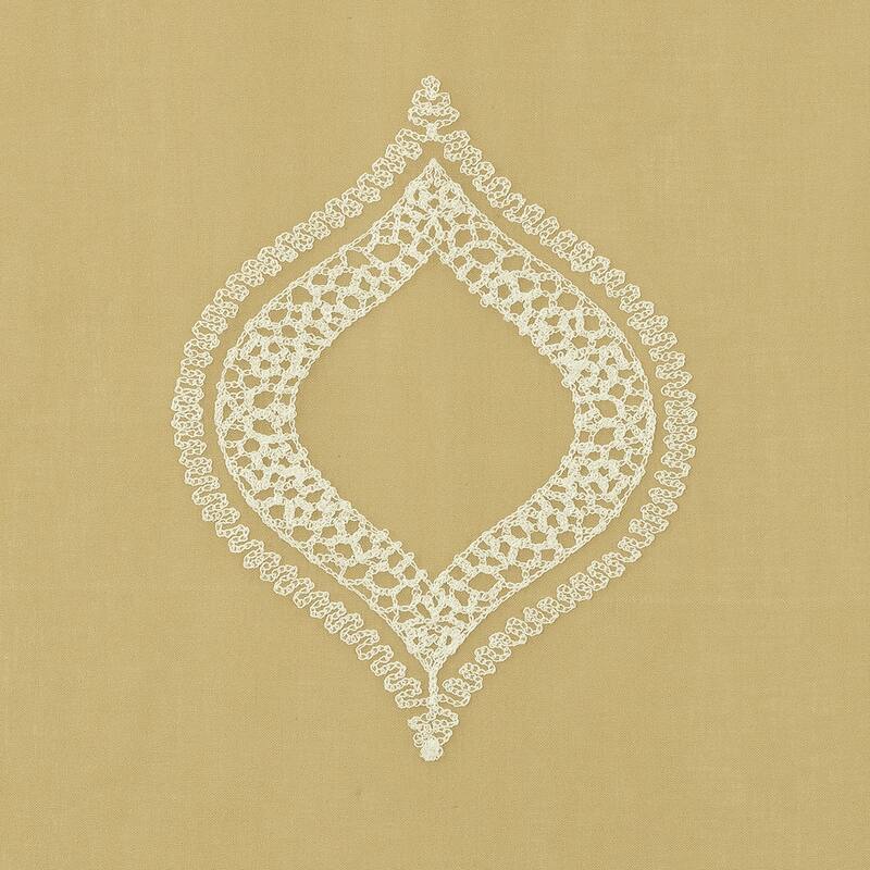 No. 918 Ravenna Embroidered Medallion Sheer Rod Pocket 1-Piece Curtain Panel, Single Panel