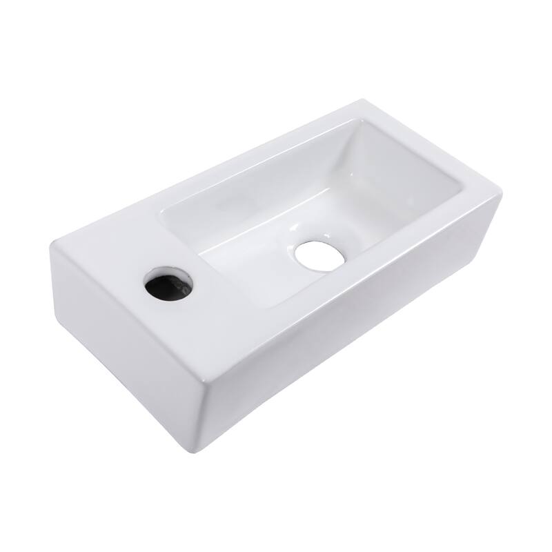 Modern Wall-Mounted Floating Bathroom Sink, Durable Ceramic, Easy to Install - 14.57in L