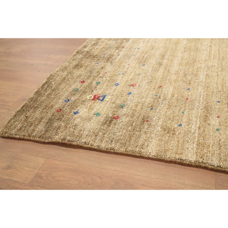 Hand Knotted Oriental Viscose Silk Carpet Tribal Animal Pictorial Yellow & Gold Gabbeh Area Rug - 11' 11'' X 9' 1''