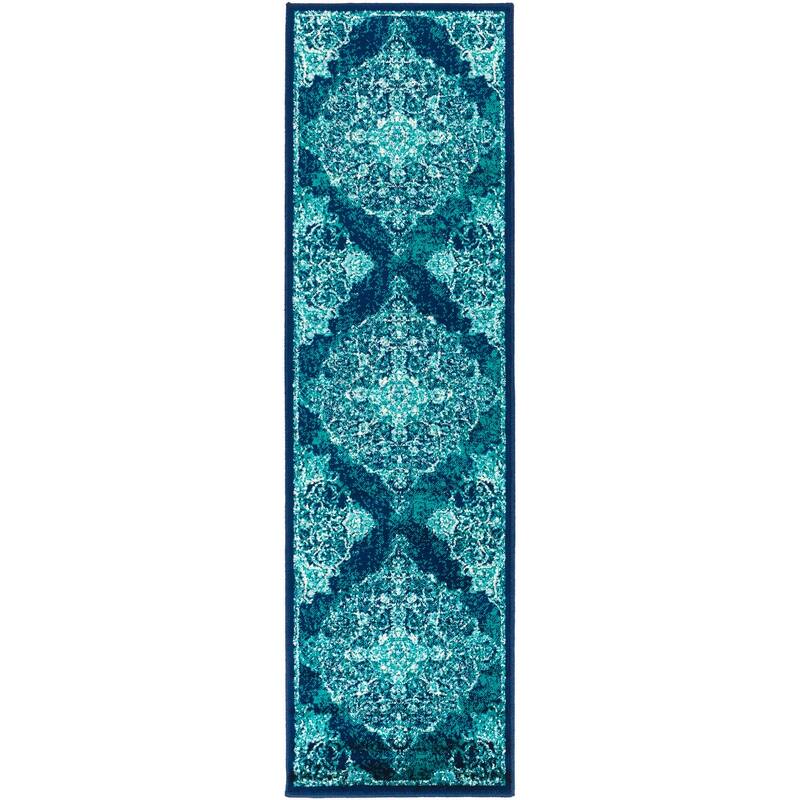 Terenzio Traditional Teal Area Rug - 2' 2" x 7' 6" - Teal