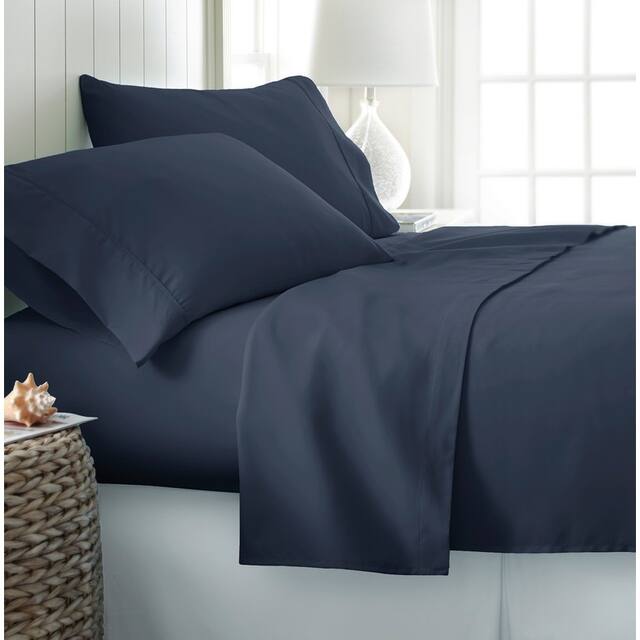 Becky Cameron Ultra-soft Deep Pocket Microfiber 4-piece Bed Sheet Set - King - Navy