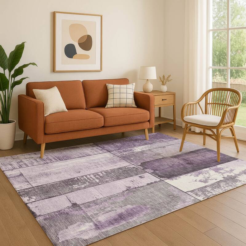 Premium Washable Super Soft Contemporary Styles Mayfield Rug - Purple - 9' x 12'