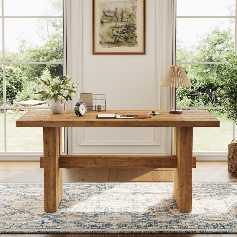 63-Inch Solid Wood Executive Desk, Computer/Office Desk, Writing Study Table, Home Office Business Workstation