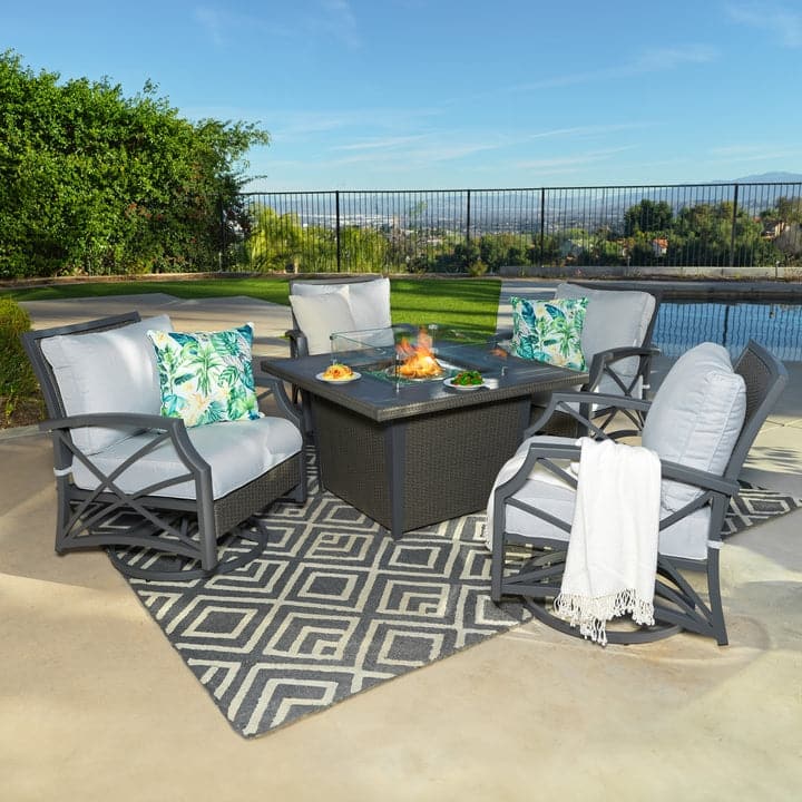 Kinger Home Ethan Rattan 5-Piece Patio Furniture Set - 42-Inch