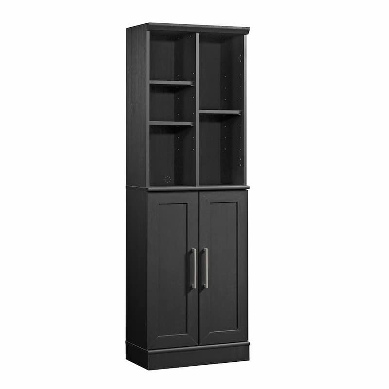 Black Adjustable Shelf Storage Cabinet Bookcase with 6 Shelves for Laundry Room or Office - Black