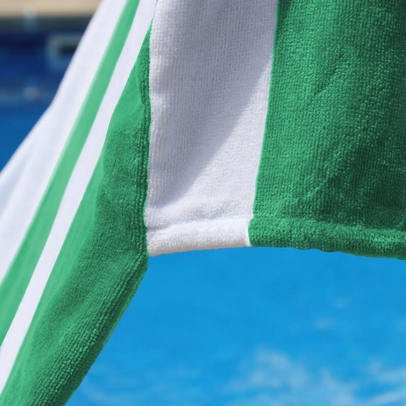 100% Cotton Cabana‑Stripe Lounge Chair Cover Terry Towel with Fitted Pocket & Back Flap Set of 2